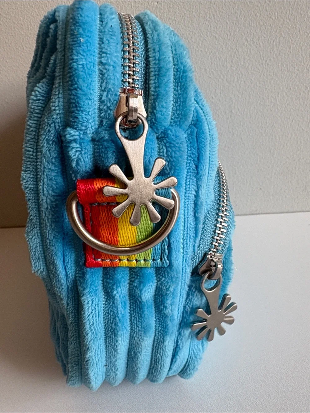 Delia’s Y2K Inspired Blue Velour Mini Crossbody Bag Rainbow Retro